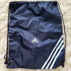 Adidas Unisex Blue‎ Striped Drawstring Backpack Sporty Everyday Use